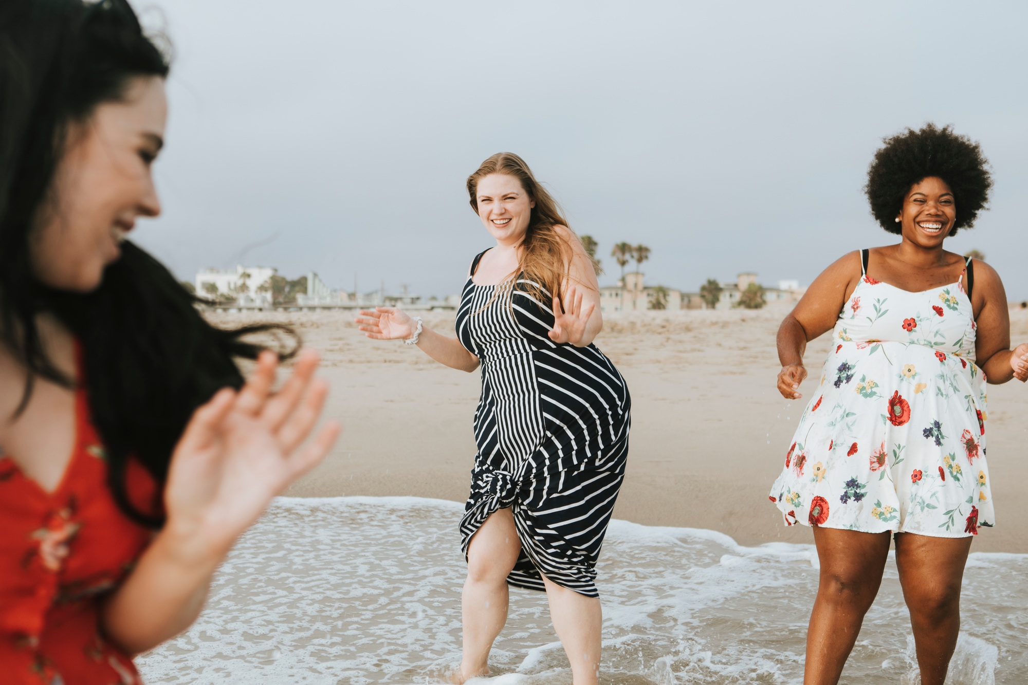 Curvy women at the beach