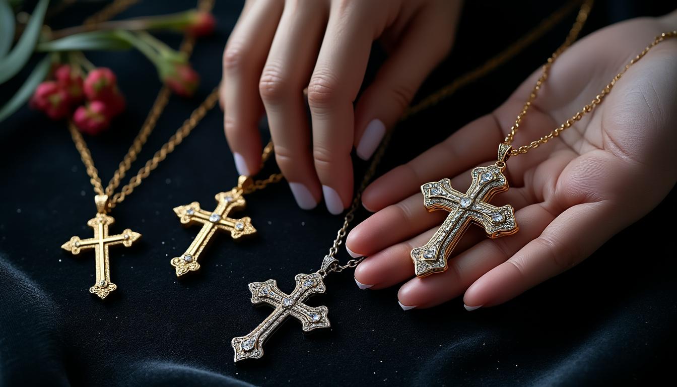 découvrez notre collection de croix en pendentif pour femme, l'accessoire parfait qui allie élégance et signification. que ce soit pour une occasion spéciale ou un usage quotidien, ces pendentifs ajoutent une touche de style à toutes vos tenues.