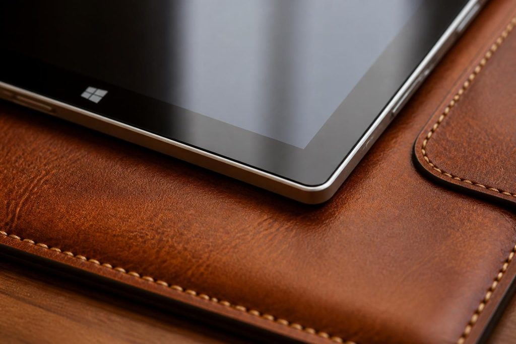 découvrez la tablette tactile microsoft zoom cuir, spécialement conçue pour sublimer les finitions et coutures avec précision et élégance.